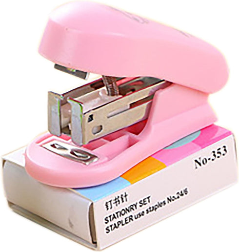 Small Desktop Staples with Staple Remover, 2.5 Inch Labor Saving Black Stapler for 20 Sheets Capacity with 400 Pcs No.10 Staples (Pink)...