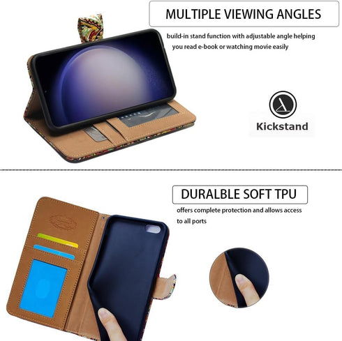 Case for Pixel 6 Pro, Gorgeous Colours Circle Mandala Leather Flip Phone Case Wallet Cover with Card Slot Holder Kickstand for Google Pixel 6 Pro...