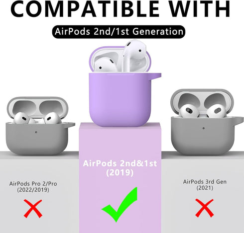Airpods Case Cover 2&1 with Cleaner Kit,Soft Silicone Protective Cover for Apple AirPods 2nd/1st Generation Charging Case with Keychain,Shockproof...
