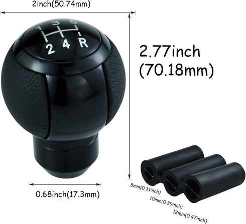 5 Speed Stick Shifter Knob Light PU Leather Gear Handle Car Ball Transmission Lever Head for Most Manual Automotive Vehicle (Black)...