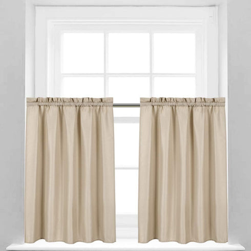Valea Home Waffle Weave Textured Bathroom Window Curtains Water Repellent Short Curtains Window Covering Half Window Curtains Kitchen Tiers, Taupe...