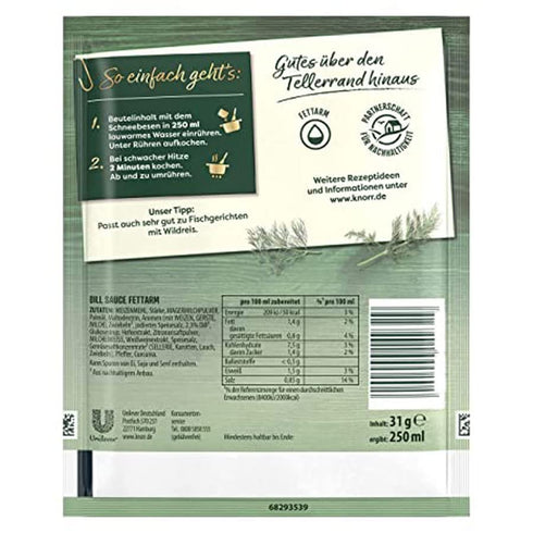 Knorr Feinschmecker Dill Sauce Fettarm (Low Fat Dill Sauce) 31g...