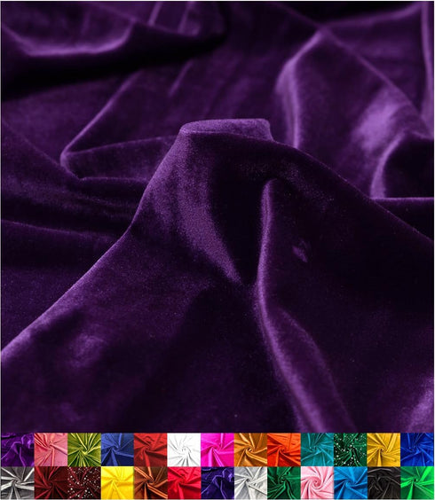 | Stretch Velvet Fabric | Luxury & Soft | 60" Wide Roll | 10% Spandex | Sewing, Apparel, Upholstery (Purple, 1 Yard)...