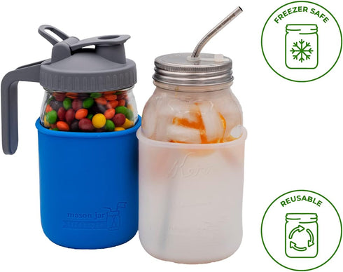 Quart 32oz Silicone Sleeves/Jackets for Protecting Ball, Kerr, Canning Jars by Mason Jar Lifestyle (Charcoal Gray, 2 Pack)...