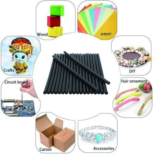 Black Hot Melt Glue Gun Stick Strips Baffo 20 Pcs 7.87'' Long 0.28'' Dia High Adhesive Hot Glue Sticks for Car Audio DIY Art Craft Home Office Pro...