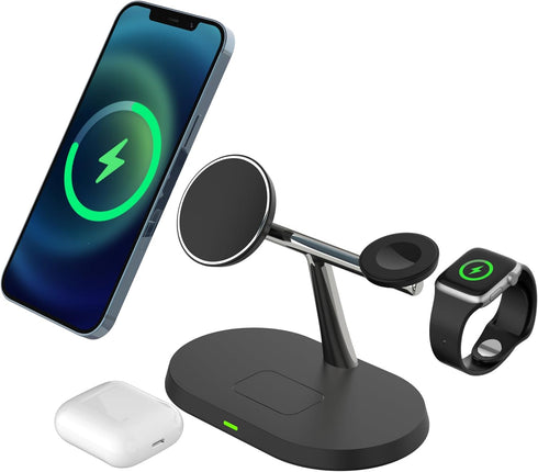 Magnetic Wireless Charging Station, 3 in 1 Wireless Charger for Phone 15W Charger Holder Support for Phone 15 14 13 12 Pro Max, Watch 9/8/7/6/SE/5...