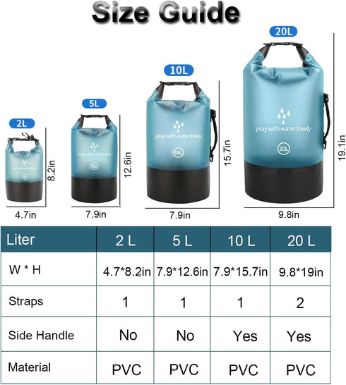 Waterproof Dry Bag,5L/10L/20L Roll Top Lightweight Dry Storage Bag Backpack with Waterproof Phone Case for Travel,Swimming,Boating,Kayaking,Fishin...