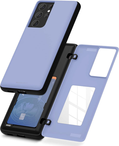 GOOSPERY for Galaxy S21 Ultra 6.8"(2021) Card Holder Wallet Case, Easy Magnetic Door Closure Protective Dual Layer Bumper Sturdy Phone Back Cover ...