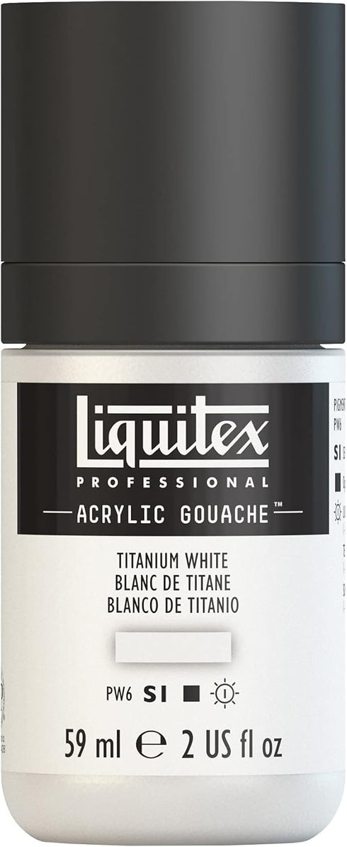 Liquitex Professional Acrylic Gouache, 2-oz (59ml) Bottle, Titanium White...