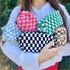 6 Pcs Checkered Makeup Bag Preppy Cosmetic Bag Bulk Pink Black Makeup Pouch Personalize Travel Toiletry Bag Organizer Cute DIY Makeup Brushes Stor...