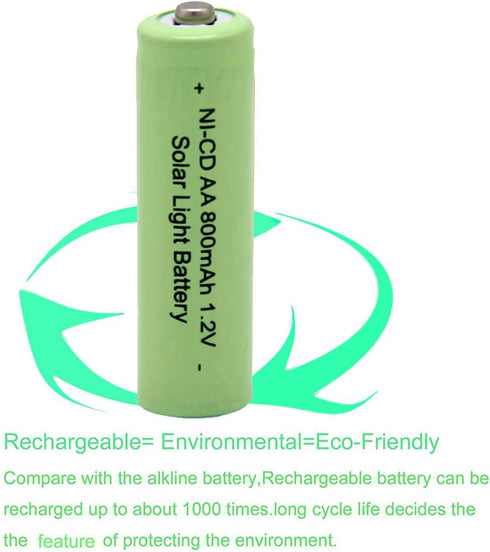QBLPOWER Ni-CD AA 800mAh 1.2V Rechargeable Battery for Solar Outdoor Lights Lamp Garden Yard Lawn(8 Pieces)...