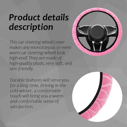 Car Steering Wheel Cover, 15" Breathable Anti-Slip Elastic Stretch Without Inner Ring, Short Faux Steering Wheel Protector, Universal Car Interior...