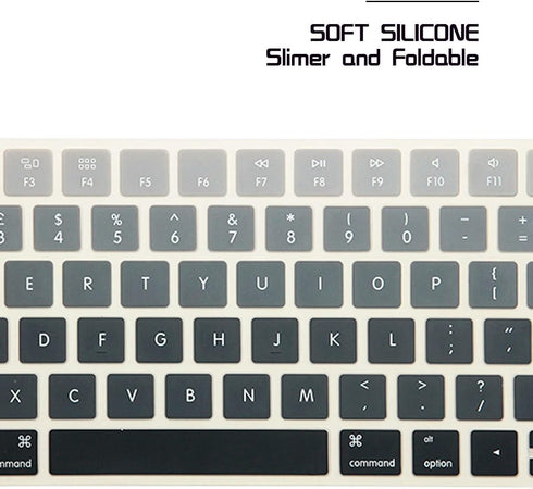 HRH Silicone Keyboard Cover Skin Protector for Magic Wireless Keyboard MLA22LL/A (A1644,2015 Released) European ISO Layout,Ombre Grey...