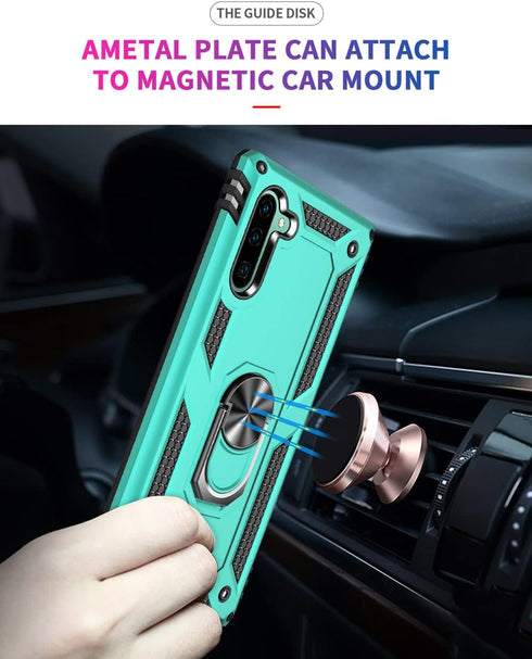 for Samsung Galaxy Note 10 Case, Note10 Case with HD Screen Protectors, Military-Grade Metal Ring Holder Kickstand 15ft Drop Tested Shockproof Cov...