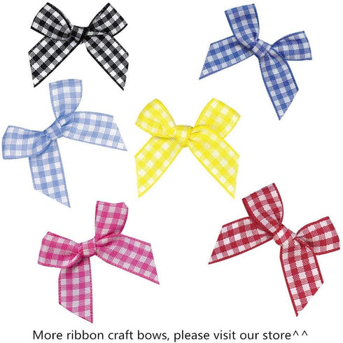 VIVIQUEN Blue Gingham Ribbon Checkered Ribbon 1-Inch 25 Yard Each Roll 100% Polyester Woven Edge (Blue)...