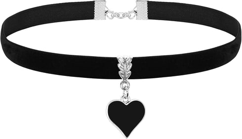 Vintage Black Choker Necklace for Women, Velvet Drip oil Black Heart Choker Necklace, Valentines Day Halloween Cosplay Party Jewelry, Adjustable L...