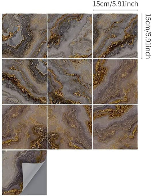 funlife 10Pcs Peel and Stick Kitchen Backsplash, Self-Adhesive Waterproof Tile Stickers, Retro Wall Decals for Home Bathroom Laundry Room Decor, 5...