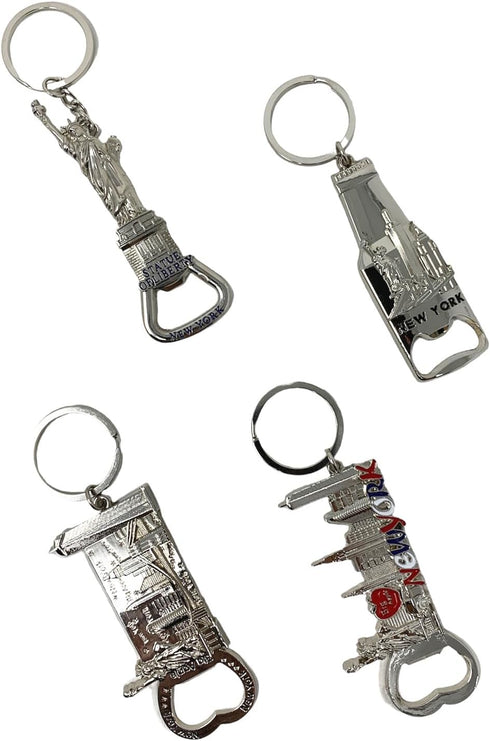 TSY TOOL 12 Pack Silver NYC Souvenir Keychain Collection, New York Metal Keychain Ring Bundle, Bulk, Includes Statue Of Liberty, Empire State, Bro...