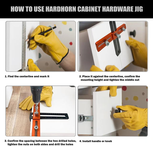 Cabinet Hardware Jig, Adjustable Cabinet Handle Template Tool for Door Knob and Drawer Pulls, Woodworking Installation Tools, Punch Locator Drill ...