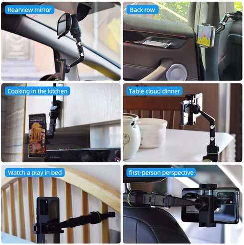 YCNASSS New 360° Rearview Mirror Phone Holder for Car Multifunctional Mount Phone and GPS Holder Universal Rotating Car Phone Holder, Cell Phone A...