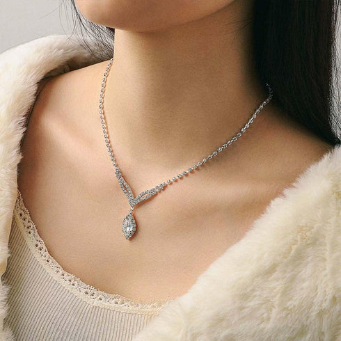 Yean Wedding Jewelry Set Silver Bridal Necklace Set Costume Jewelry Rhinestone Necklaces and Earring for Bride and Women...