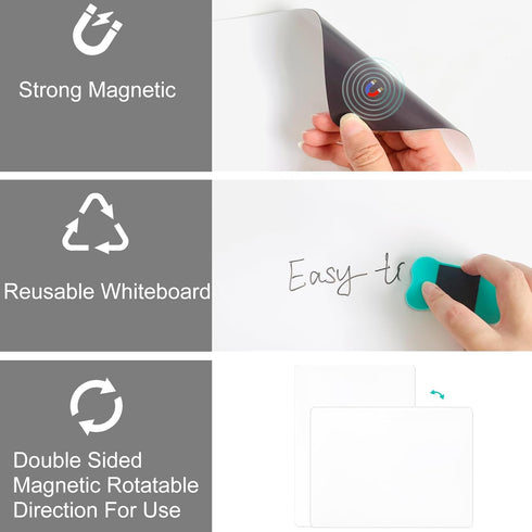Magnetic Dry Erase Whiteboard Fridge White Board Sheet 17x11 with 4 Markers, 1 Magnetic Eraser and 2 Magnets, for Wall, Easy to Write and Clean Dr...