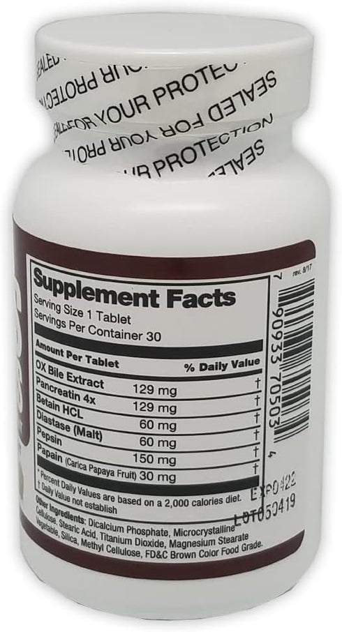 Germa Bile Salts Natural Dietary Supplement. Enzymatic Digestant. Aids in The Digenstion of Starch, Protein and Fat. 30 Tablets. Pack of 3...