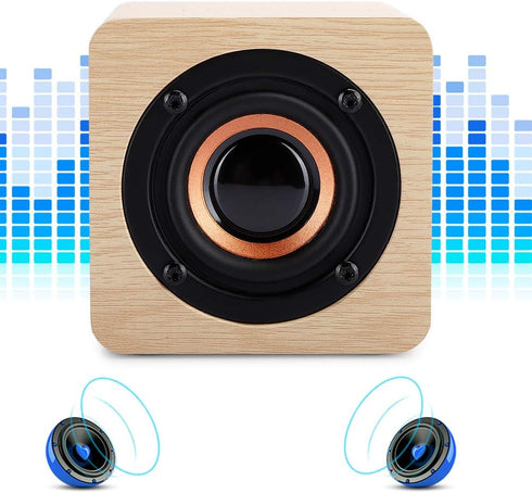 Retro Wireless Bluetooth Speaker, Yellow Wooden USB-Powered Portable Speaker with HD Sound and Rich Bass for Computer PC...