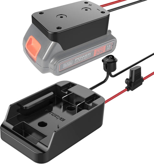 Power Wheel Adapter with Fuse&Switch,Secure Battery Adapter for Black+Decker 20V MAX Lithium Battery,with 12 Gauge Wire,Good Power Convertor for D...