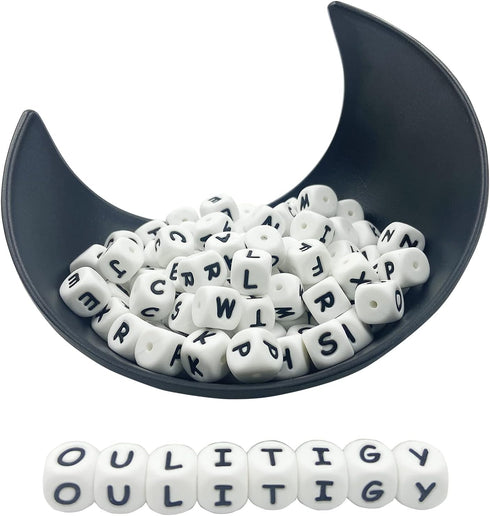 Silicone Alphabet Cube Beads 78pc DIY Jewelry Bulk Silicone Beads Craft Supply Loose Beading Supply...