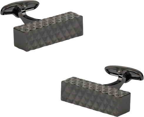 Cuff-Daddy Diamond Bar Gunmetal Cufflinks with Presentation Box...