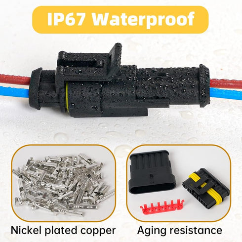 352Pcs 26 Kits Waterproof Automotive Wire Connectors Kit 1/2/3/4/ Pin Automotive Electrical Connectors Male and Female Wiring Connectors Kit 22-16...