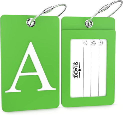 Shacke Luggage Tag Initial – Fully Bendable Tag w/Stainless Steel Loop (Letter A)...