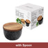 Salt Box Salt cellar with spoon Black Marble Base Natural Acacia Top Decorative Boxes Spice Seasonings Keeper Salt Container Elegant Design Salt C...