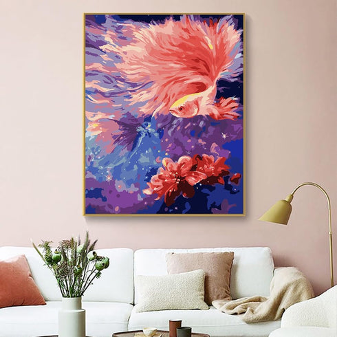ZRIZQ Paint by Number for Adults Beginners,Animal Paint by Numbers Kits on Canvas,Goldfish DIY Oil Painting Acrylic Paints for Home Wall Art Decor...