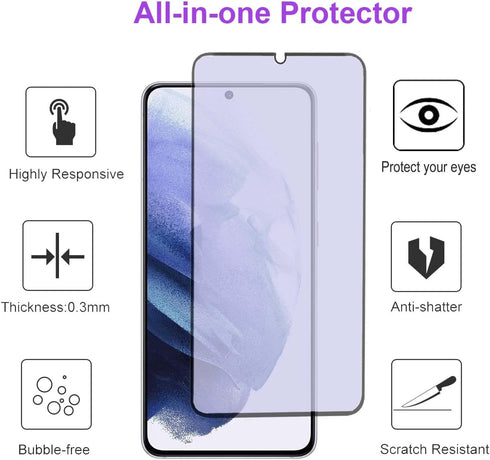 3 pack Anti Blue Light Tempered Glass Screen Protector Compatible with Samsung Galaxy S21.Eye Protection Tempered Glass Film,No Bubbles,9H Hardnes...