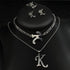 4 Pack Stainless Steel Initial Jewelry Sets for Women Silver Rings Bracelet Earrings Pendant Necklace Uppercase Choker Chain Ear Studs Jewelry Gif...
