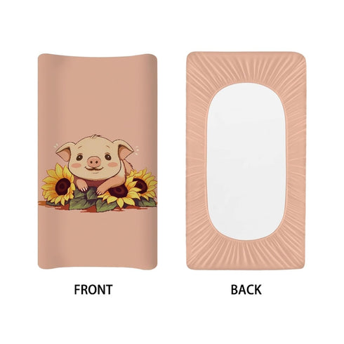 Stretchy Diaper Changing Pad Cover Lovely Pig Sunflower 32 * 16 in Fitted Changing Table Cover Mother's Day Breathable Home Decor for Girls Boys C...