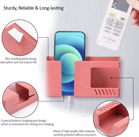 D3 Wall Mount Phone Holder, Punch-Free Wall-Mounted Mobile Phones Charging to Stand, Sticky Remote Control Storage Box Bedside Lazy Mobile Phone R...