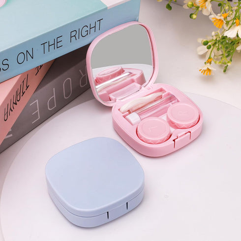 2PCS Contact Lens Case with 2Pcs Cleaner Washer, Portable Travel Eye Contact Case Contact Cases with Mirror Tweezers Remover Tool Solution Bottle ...