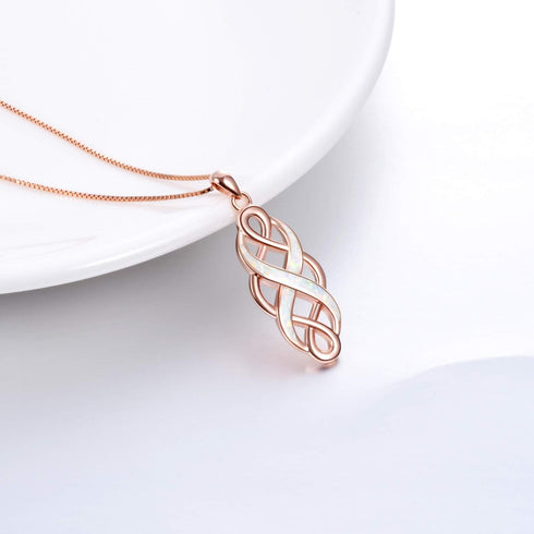 YFN Irish Celtic Knot Created Opal Pendant Necklace Sterling Silver Black Necklaces for Women Men 18"...