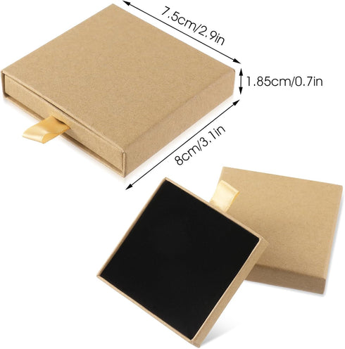 2Pcs Jewelry Gift Box Bracelet Gift Boxes Cardboard Jewelry Box Square Necklace Earring Bracelet Gift Box Kraft Organizer Storage Box for Jeweller...