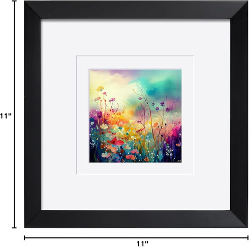 8x8 Picture Frame, Black Pine Wood with Mats Displaying 5x5 or 4x4 Pictures - Square Photo Frames Gallery Wall Mount Home Office Decor, 1 Pack...