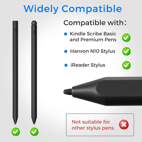 CoBak Sturdy Replacement Pen Tips (10 Pcs) for Kindle Scribe Stylus Pens - Pressure Sensitivity, Tilt Writing Support, Low Lag with Nibs Removal T...