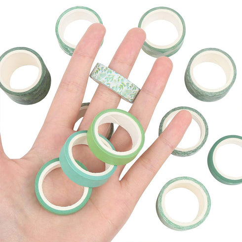 CCINEE 12 Rolls Green Washi Tape Set,Tropical Greenery Leaves Masking Tape for Bullet Journal Scrapbooking Planners Craft Supply...