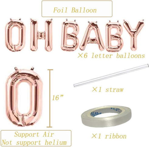 Tellpet OH Baby Letter Balloons, Baby Shower Decor for Girl, Rose Gold, 16 Inch...
