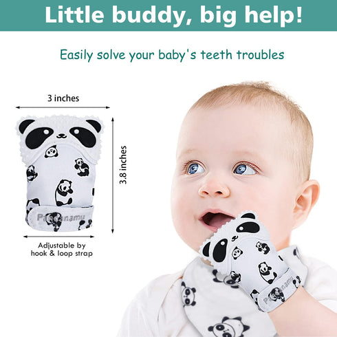 Baby Teething Mitten BPA-Free Panda Teething Mitts Teething Toy Infant Teether with Travel Bag(1 Pair)...