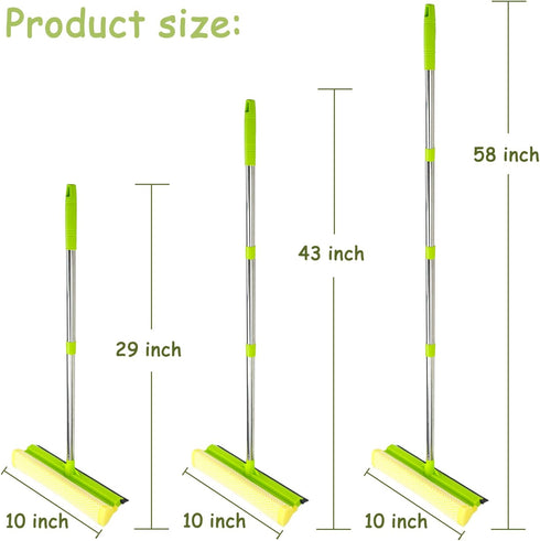 Window Squeegee for Window Cleaning, 58'' Squeegee Window Cleaner Tool 2 in 1 Car Window Cleaning Tool with Extension Pole Telescopic Window Washi...