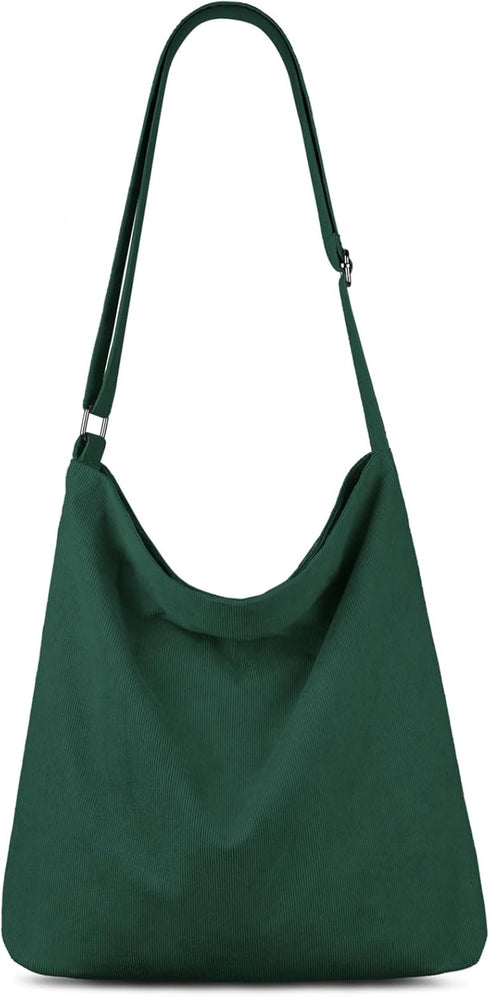 Kememo Corduroy Hobo Bag Crossbody Tote Bag with Zipper, Large Capacity Shoulder Bag Handbags Shopping Bag for Women...