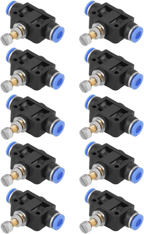 10pcs Air Flow Control Valve, 6mm Tube OD x 6mm Tube OD Pneumatic Air Flow Control Valve Connector with Push-to-Connect Fitting Straight Quick Con...